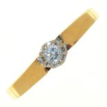 A DIAMOND SOLITAIRE RING, WITH ROUND BRILLIANT CUT DIAMOND, IN GOLD MARKED 18CT, 2.9G, SIZE M