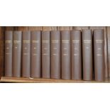 GENTLEMAN'S MAGAZINE, BOUND VOLUMES 1841-1844, PLATES, MOSTLY WITH INK PUBLIC LIBRARY STAMP, LATER