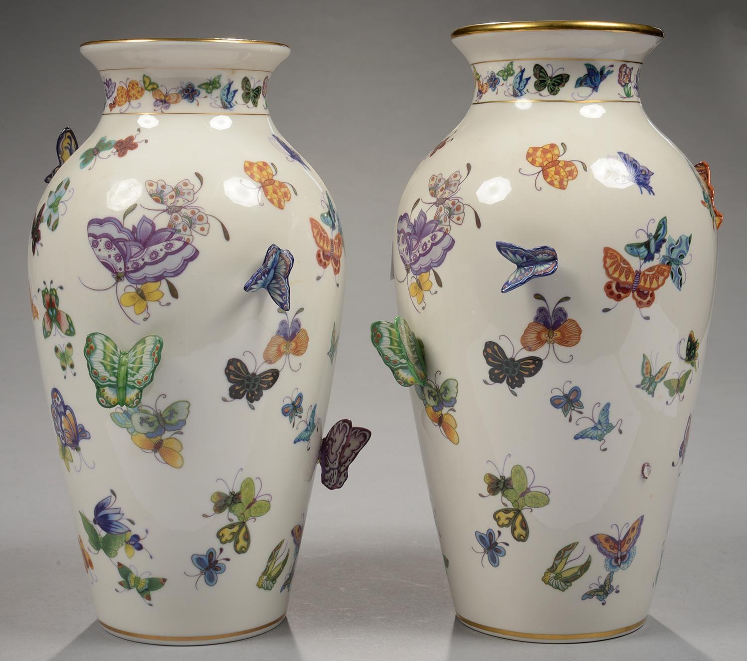 A PAIR OF MALAYSIAN EARTHENWARE VASES, APPLIED WITH AND DECORATED WITH BUTTERFLIES AND MOTHS, - Image 2 of 2