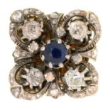 A SAPPHIRE AND DIAMOND RING, GOLD HOOP, 11.5G, ADAPTED FROM ANOTHER ARTICLE, LATE 19TH C, THE HOOP