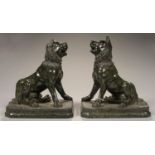 TWO SIMILAR ITALIAN GRAND TOUR SERPENTINE MODELS OF THE HOUND OF ALCIBIADES OR JENNINGS DOG AFTER