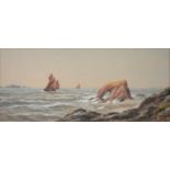 S. BARNES, LANDS END, SIGNED, DATED 1897 VERSO, WATERCOLOUR, 22 X 51.5CM Good condition