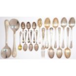 MISCELLANEOUS SILVER FLATWARE, GEORGE III - ELIZABETH II, VARIOUS PATTERNS, MAKERS AND DATES,
