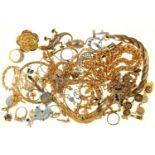 MISCELLANEOUS GOLD PLATED COSTUME JEWELLERY, ETC Mostly in good condition