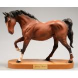 A BESWICK HORSE - SPIRIT OF FREEDOM, WOOD BASE, 19CM H Possibly re-attached to wood base but no