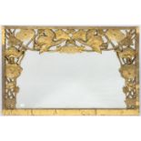 A CHINOISERIE GILTWOOD MIRROR, THE UNBEVELLED PLATE IN A RECTANGULAR FRAME WITH CARVED AND PIERCED