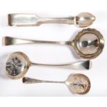 A GEORGE III SILVER SAUCE LADLE, FEATHER EDGE PATTERN WITH GADROONED BOWL, MARKS RUBBED, LONDON
