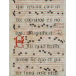 MANUSCRIPT. A 16TH C MISSAL LEAF ON VELLUM, 40 X 29.5CM, FRAMED Apparently good condition,