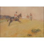JOHN ATKINSON, FOX HUNTERS, SIGNED, WATERCOLOUR, 21 X 29.5CM Slightly faded in wash line mount and