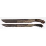 TWO SINHALESE KNIVES OR DAGGERS, PIHA KAETTA, SRI LANKA, THE DOUBLE SIDED BLADE WITH SINGLE DEEP