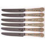 A SET OF SIX ELIZABETH II SILVER HAFTED CHEESE KNIVES, KING'S PATTERN, BY CARRS, SHEFFIELD 2000 As