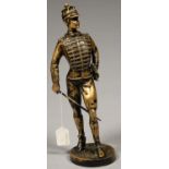 A BRONZE STATUETTE OF AN OFFICER, 36CM H, 20TH C Good condition