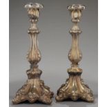 A PAIR OF GERMAN OR AUSTRO-HUNGARIAN SILVER CANDLESTICKS, 33CM H, APPARENTLY UNMARKED, C1900,