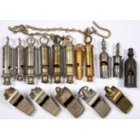 A COLLECTION OF SIXTEEN BRASS, NICKEL PLATED, TINPLATE AND OTHER VICTORIAN AND EARLY 20TH C