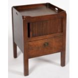 A GEORGE III MAHOGANY TRAY TOP COMMODE, WITH TAMBOUR SHUTTER, 71CM H; 43 X 49CM Adapted; top