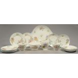 A SHELLEY BONE CHINA WILD FLOWERS PATTERN TEA SERVICE, PLATE 25.5CM OVER HANDLES, PRINTED MARK,