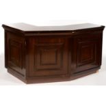 A MAHOGANY STAINED WOOD BAR, 108CM H; 49 X 270CM (ANGLED) Minor knocks and scratches to angles,