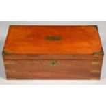 A VICTORIAN BRASS MOUNTED MAHOGANY WRITING BOX WITH FITTED INTERIOR, 55.5CM L Complete and in good