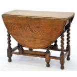 AN OAK GATELEG TABLE WITH OVAL TOP, 73CM H; 97 X 134CM, EARLY 20TH C Good condition