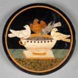 A PIETRE DURE TABLE TOP, DECORATED WITH THE DOVES OF PLINY, 35.5CM D, 20TH C Good condition