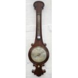 A VICTORIAN ROSEWOOD BAROMETER OF LOTUS PATTERN, THE SILVERED REGISTER ENGRAVED THOS RUBERGALL