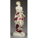 A BLOCH AND CO, EICHWALD ART DECO PORCELAIN FIGURE OF A SEMI NAKED DANCER, 42CM H, IMPRESSED