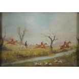 PHILIP HINCHEMAN RIDEOUT, HUNTING SCENES, A PAIR, BOTH SIGNED, ONE DATED 1890, OIL ON BOARD, 23.5
