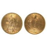 GOLD COIN. UNITED STATES OF AMERICA SAINT-GAUDENS DOUBLE EAGLE $20 1908 PHILADELPHIA