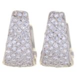 A PAIR OF DIAMOND EAR CLIPS, PAVÉ SET IN 18CT WHITE GOLD, 16MM, BIRMINGHAM 1998, 15G Good condition