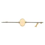 AN OPAL AND DIAMOND BAR BROOCH IN GOLD, 51MM, C1930, 3.9G Opal of good polish, not cracked or