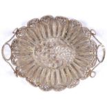 A MINIATURE METALWARE WIREWORK OVAL TRAY, 8.5CM L, 19TH C Not damaged and apparently complete, no