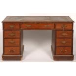 A LATE VICTORIAN MAHOGANY PEDESTAL DESK, 70CM H; 57 X 22CM Requires cosmetic restoration and small