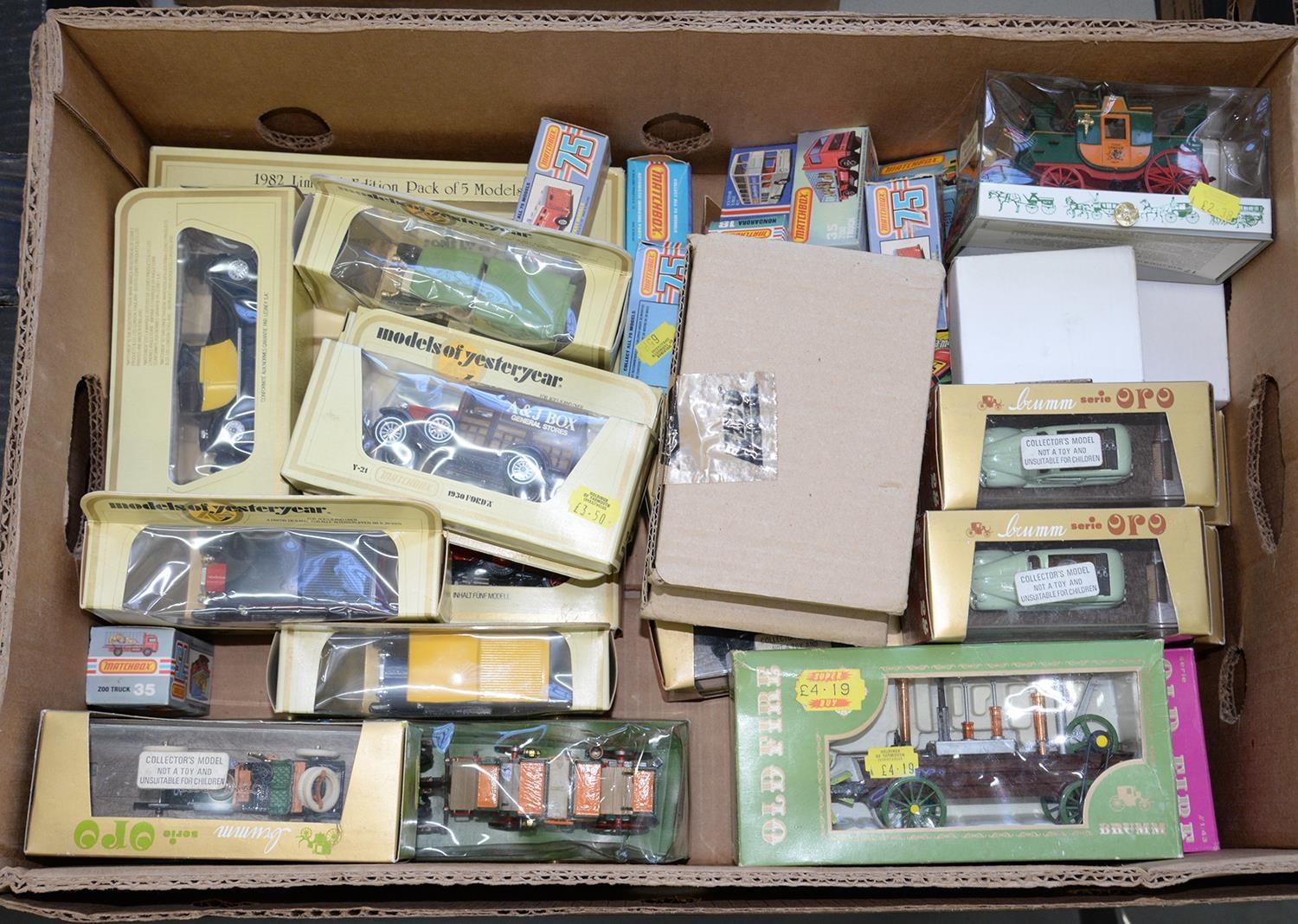 A COLLECTION OF BOXED MATCHBOX 75 SERIES, MODELS OF YESTERYEAR AND OTHER DIE CAST VEHICLES, ETC Good