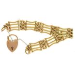 A GOLD GATE BRACELET AND 9CT GOLD PADLOCK, 19.5G Light wear only