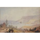 ENGLISH SCHOOL, MID 19TH C, SHIPPING IN A BAY, WATERCOLOUR, 30 X 48CM Slight foxed