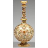 A PAINTED AND GILT ALABASTER ROSEWATER BOTTLE IN MUGHAL STYLE The decoration refreshed in places,