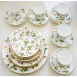 A WEDGWOOD BONE CHINA WILD STRAWBERRY PATTERN PART DINNER AND TEA SERVICE, PRINTED MARK Good