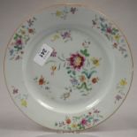 A CHINESE EXPORT PORCELAIN FAMILLE ROSE PLATE, ENAMELLED WITH FLOWERS, 23CM D, C1780 Tiny rim chip