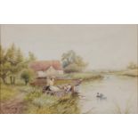 HORACE HAMMOND, CATCHING TADPOLES BY THE MILL, SIGNED, WATERCOLOUR, 29 X 44.5CM Good condition in