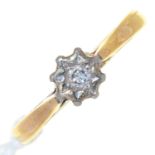 A DIAMOND SOLITAIRE RING, ILLUSION SET, IN GOLD MARKED 18CT, 2.1G, SIZE I½ Slight wear