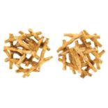 A PAIR OF GOLD TWIG EARRINGS, 13MM, INDISTINCTLY MARKED, 3.4G Good condition