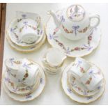 A COLLINGWOOD BROTHERS YORK PATTERN BONE CHINA TEA SERVICE, PRINTED AND PAINTED WITH FESTOONS AND