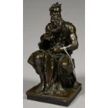 A BRONZED STATUETTE OF MOSES, 28CM H, 20TH C Good condition