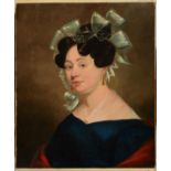 BRITISH JOURNEYMAN PAINTER MID 19TH C, PORTRAIT OF A LADY; PORTRAIT OF A GENTLEMAN, HEAD AND