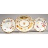 A PAIR OF J&W RIDGWAY CREAM BOWL - STANDS, PAINTED WITH LOOSE BOUQUETS AND SCATTERED FLOWERS, THE