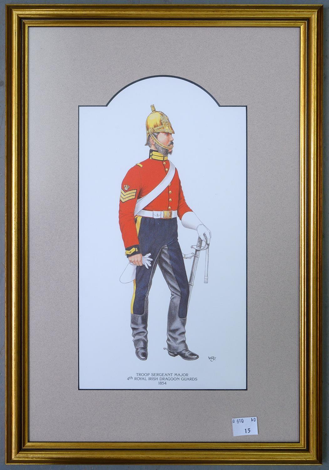A SET OF SIX FRAMED PRINTS, SIGNED SOPHIE, 25 X 42CM AND MISCELLANEOUS OTHER FASHION AND MILITARY - Image 3 of 5