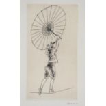 CHARLES SYKES, THE PARASOL, DRYPOINT WITH MARGINS, SIGNED BY THE ARTIST IN PENCIL AND NUMBERED 8/10,