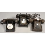 A NON-DIAL BAKELITE TELEPHONE AND TWO BAKELITE TELEPHONE FILM PROPS (3) All with marks and wear