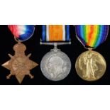WWI GROUP OF THREE, 1914-15 STAR, BRITISH WAR MEDAL, AND VICTORY MEDAL 2867 PTE H A BOODIE STAFF YEO