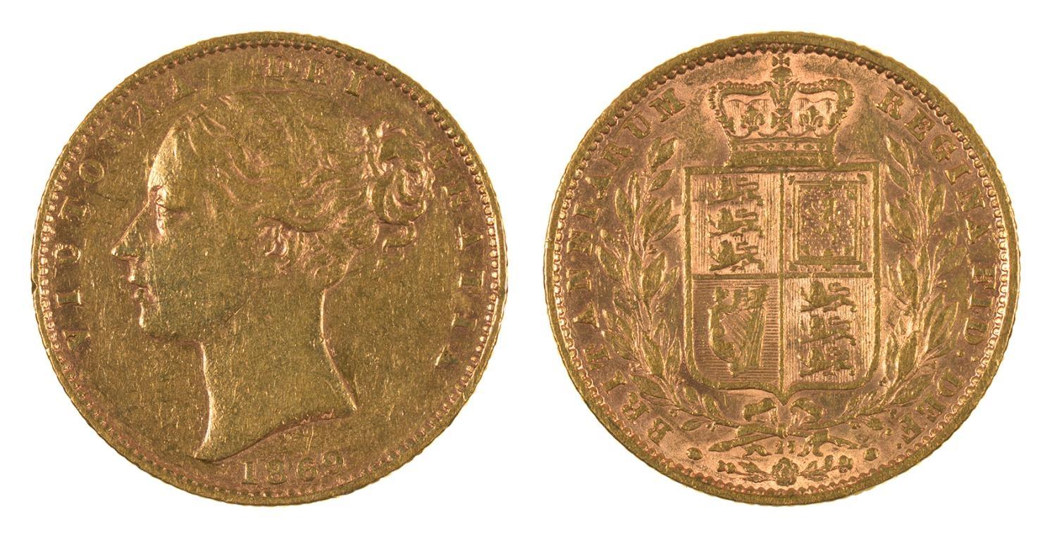 GOLD COIN. SOVEREIGN 1869, DIE 27